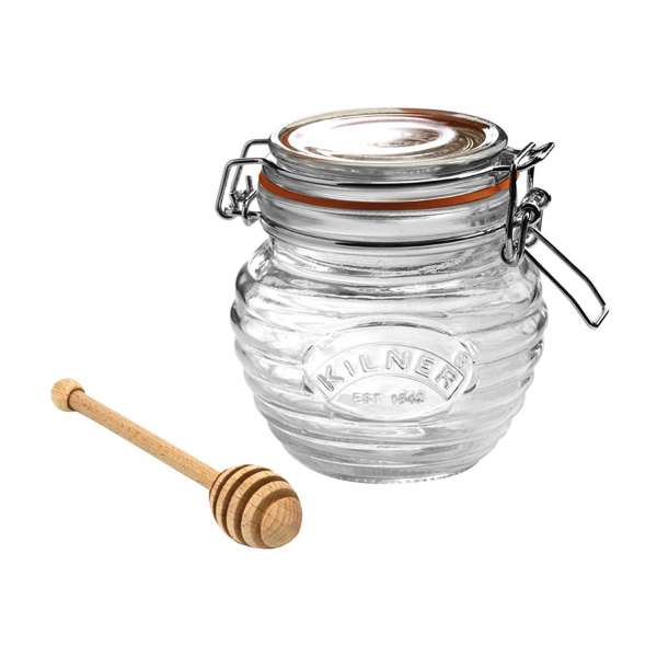 Kilner Honigglas mit Löffel aus Holz - Bienenstock Design Kilner Honigglas mit Löffel aus Holz - Bienenstock Design