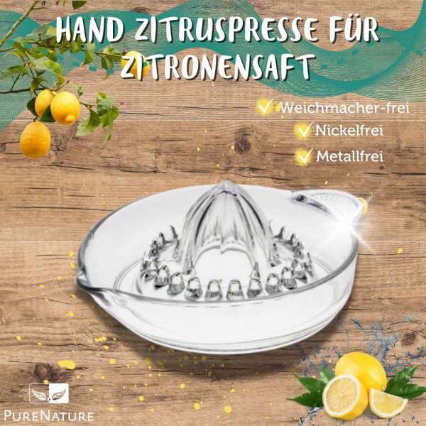 Saftpresse aus Glas - Hand Zitruspresse für Zitronensaft