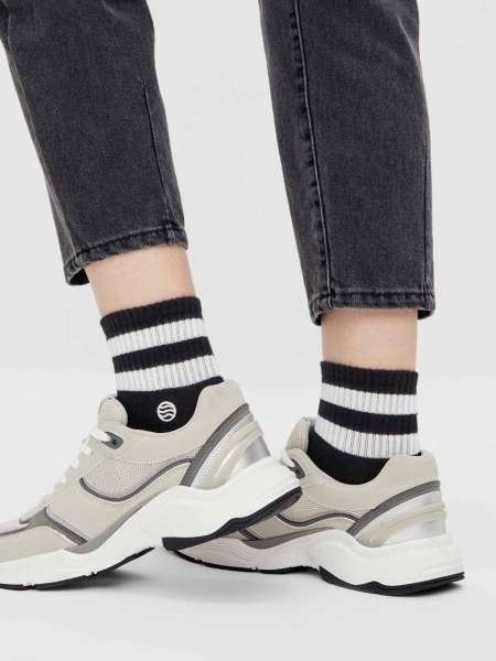 Natural Vibes Quarter Black Sportsocken in Schwarz-Weiß