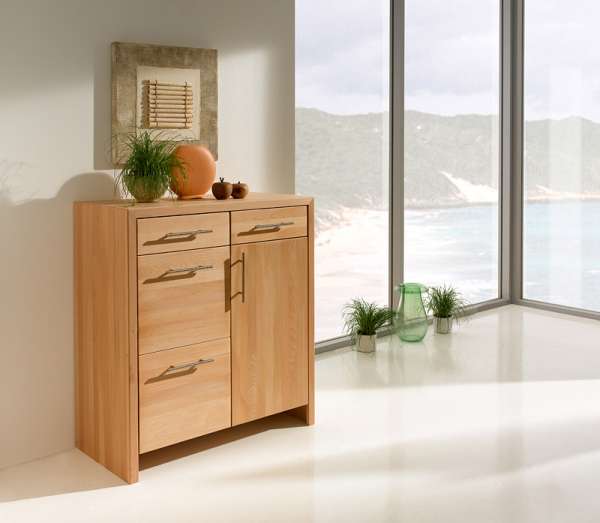Highboard Buchenholz geölt Gerri mit selbsteinziehende Schubladen Highboard Buchenholz geölt Gerri mit selbsteinziehende Schubladen