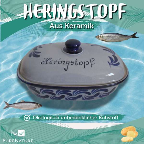 Steinzeug-Heringstopf aus Keramik in Blau-Grau