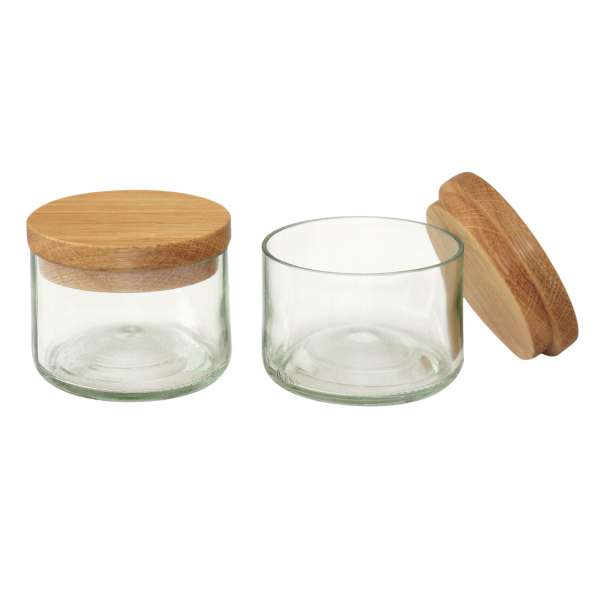Side by Side - Glasdose mit Holzdeckel für Salz & Gewürze - 2er Set