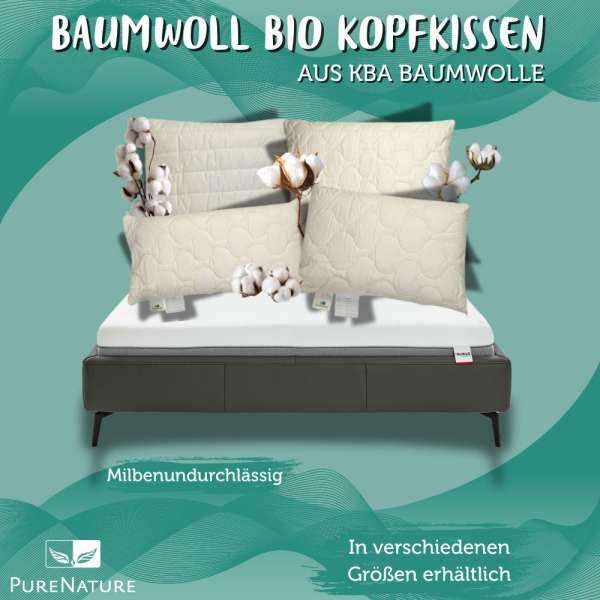 Baumwoll Bio Kopfkissen aus kbA Baumwolle - verschiedene Größen