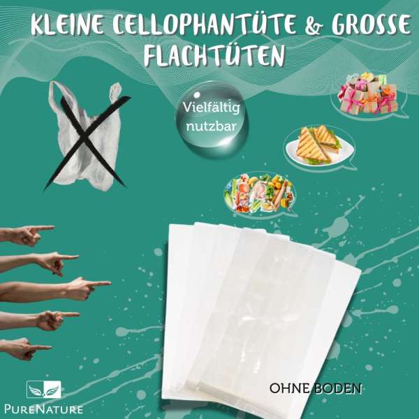 Kleine Cellophantüten & Große Flachtüten - Ohne Boden