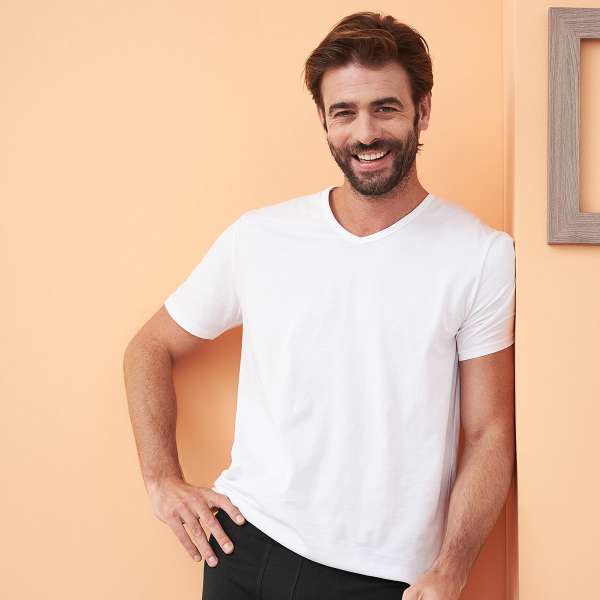 Living Crafts Herren Basic T-Shirts aus Baumwolle im Doppelpack
