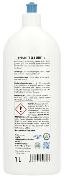 Klar Spülmittel sensitiv: duftfrei, umweltfreundlich & vegan