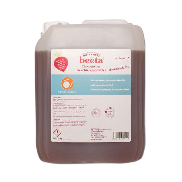 Umweltfreundliches Spülmittel 5 Liter Kanister von Beeta Umweltfreundliches Spülmittel 5 Liter Kanister von Beeta