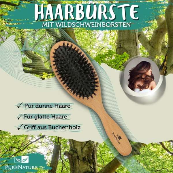 PureNature Haarbürste mit Wildschweinborsten online kaufen