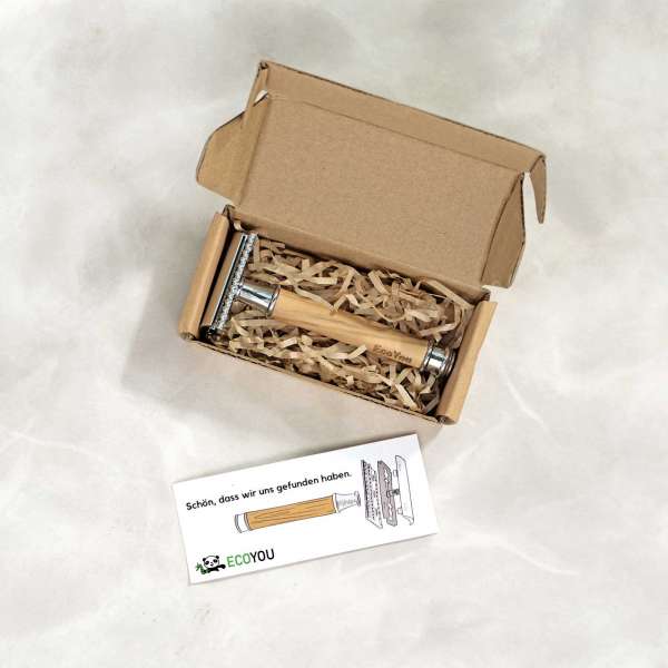 EcoYou Rasierhobel Olivenholz Holzgriff - für plastikfreies Badezimmer