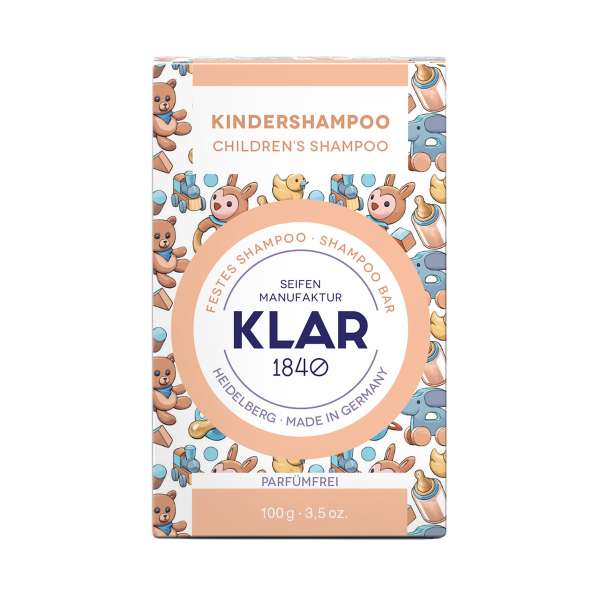 Klar's festes Kindershampoo reinigt sanft und schonend Klar's festes Kindershampoo reinigt sanft und schonend