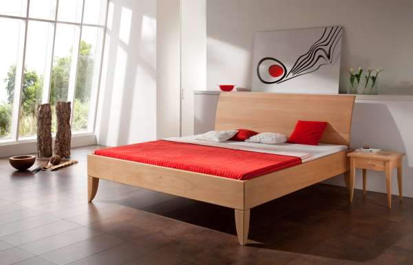 Massivholzbett Komforthöhe 49cm - Design Basso mit hohem Kopfteil Massivholzbett Komforthöhe 49cm - Design Basso mit hohem Kopfteil