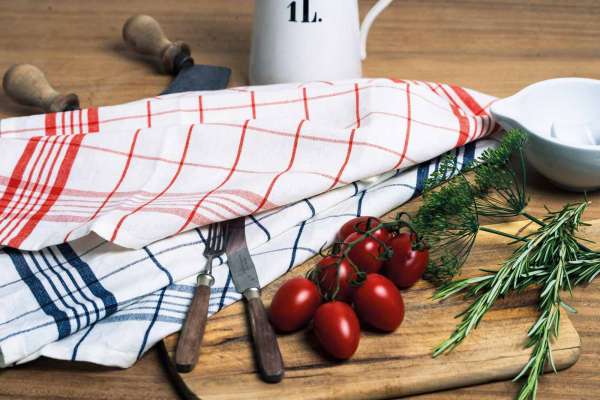 Living Crafts Geschirrtücher kariert aus Halbleinen - 2er Set
