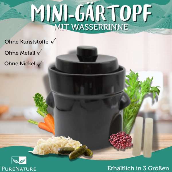 Mini-Gärtopf mit Wasserrinne gerade Form 1–3 Liter braun